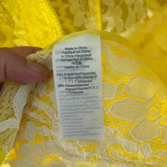 J. Crew Collection Lemon Yellow Coated Lace Jacket Preppy Size Medium - Picture 9 of 10